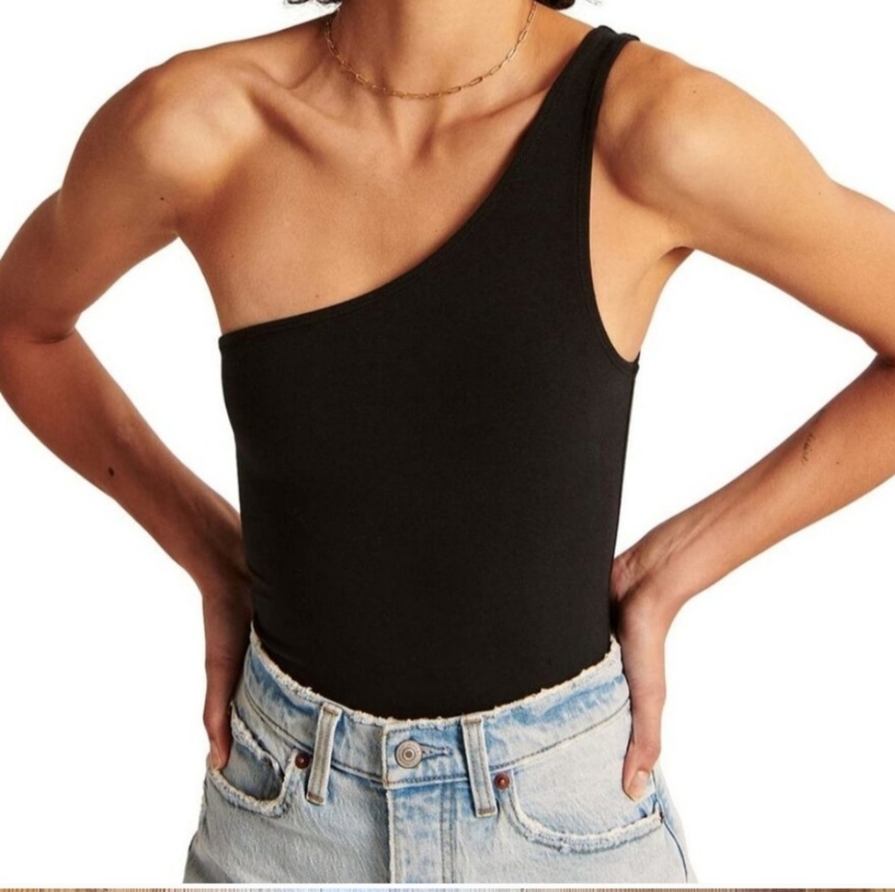 Black One-Shoulder Women's Top Abercrombie & Fitch